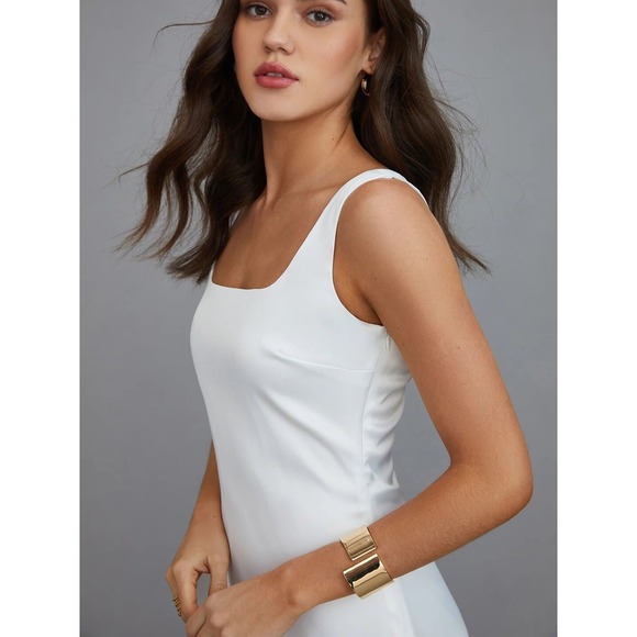 Commense White Maxi Dress Sheer Overlay Sleeveless Party Cocktail Dress‎ Size M - Picture 4 of 13